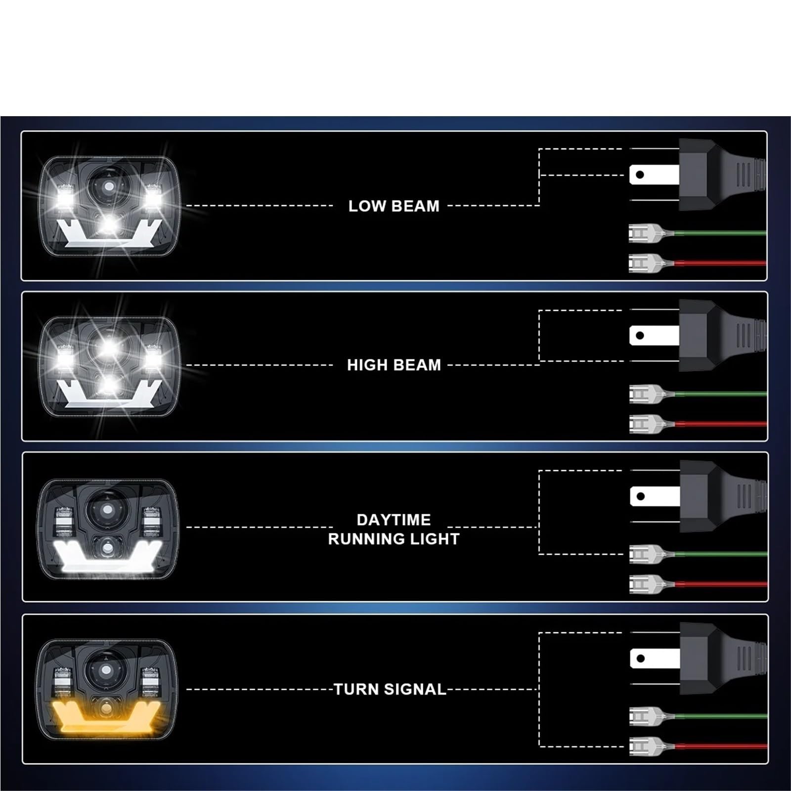 Indicatori Direzione Per Toyota Pickup H4 Faro Quadrato 2 Pezzi 5X7 pollici Fari A LED Hi/Lo Beam Con Ambra Bianca DRL
