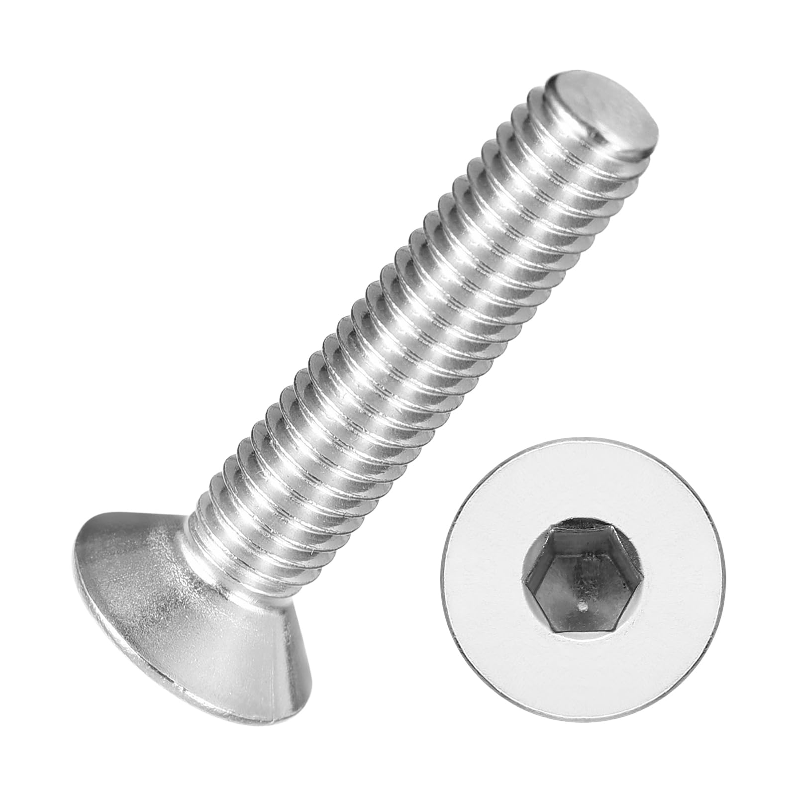 Kozelo 60Pcs Flat Head Socket Cap Screws - [M3-0.5 x 45], 304 Stainless Steel 18-8 Countersunk Bolts, Silver, for Automotive, Furniture Repair, Industrial Equipment & Temporary Fixes
