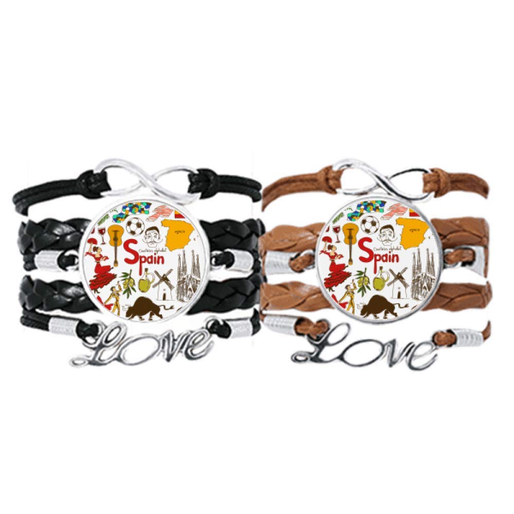 Pulsera de España de cuero de estilo casual urbano con bandera de cuerda 6