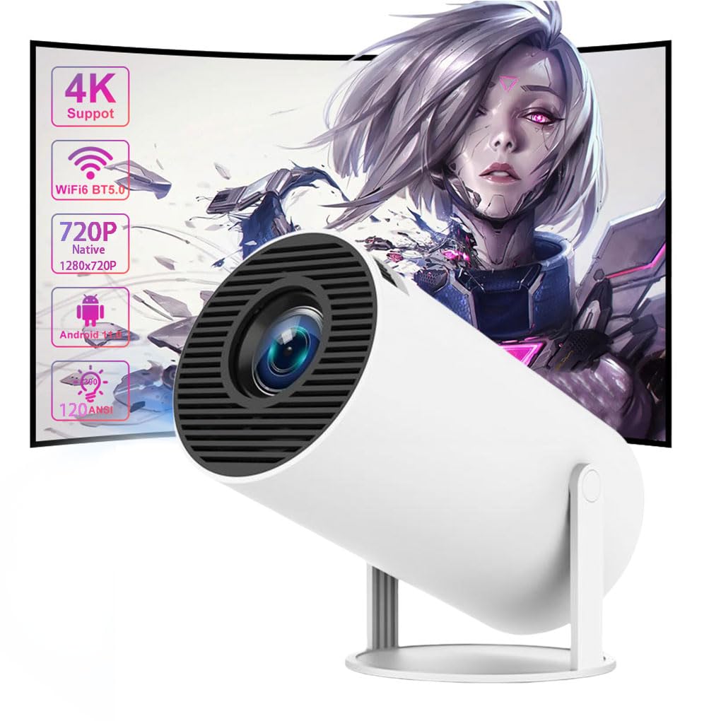Hy300 Pro Projector, Mini Projector Hy300 Pro Wifi 6 Bt5.0, Supported By Android 11.0 Operating System, Home Theater Projector, Auto Keystone Correction, 180 Degree, White,160 Lumens-image-9