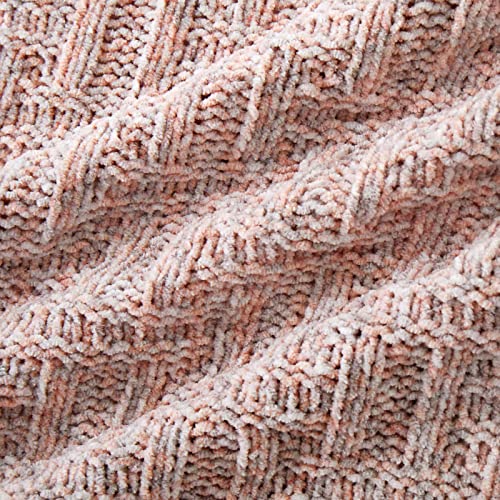 Milvowoc Fluffy Chenille Knitted Throw Blanket 50 X 60 Inch Impressive Texture Dusty Rose Chenille Knit Blanket For Bed Sofa Couch Chair And Living Room #TOP6