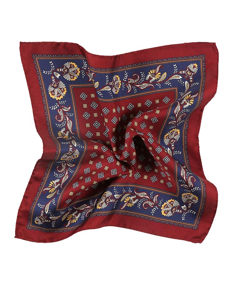 Image of Italian 100% Silk Pocket Square, Premium Small Batch Accessory for Men, 32x32 cm (12.5''x12.5''), One Side Print