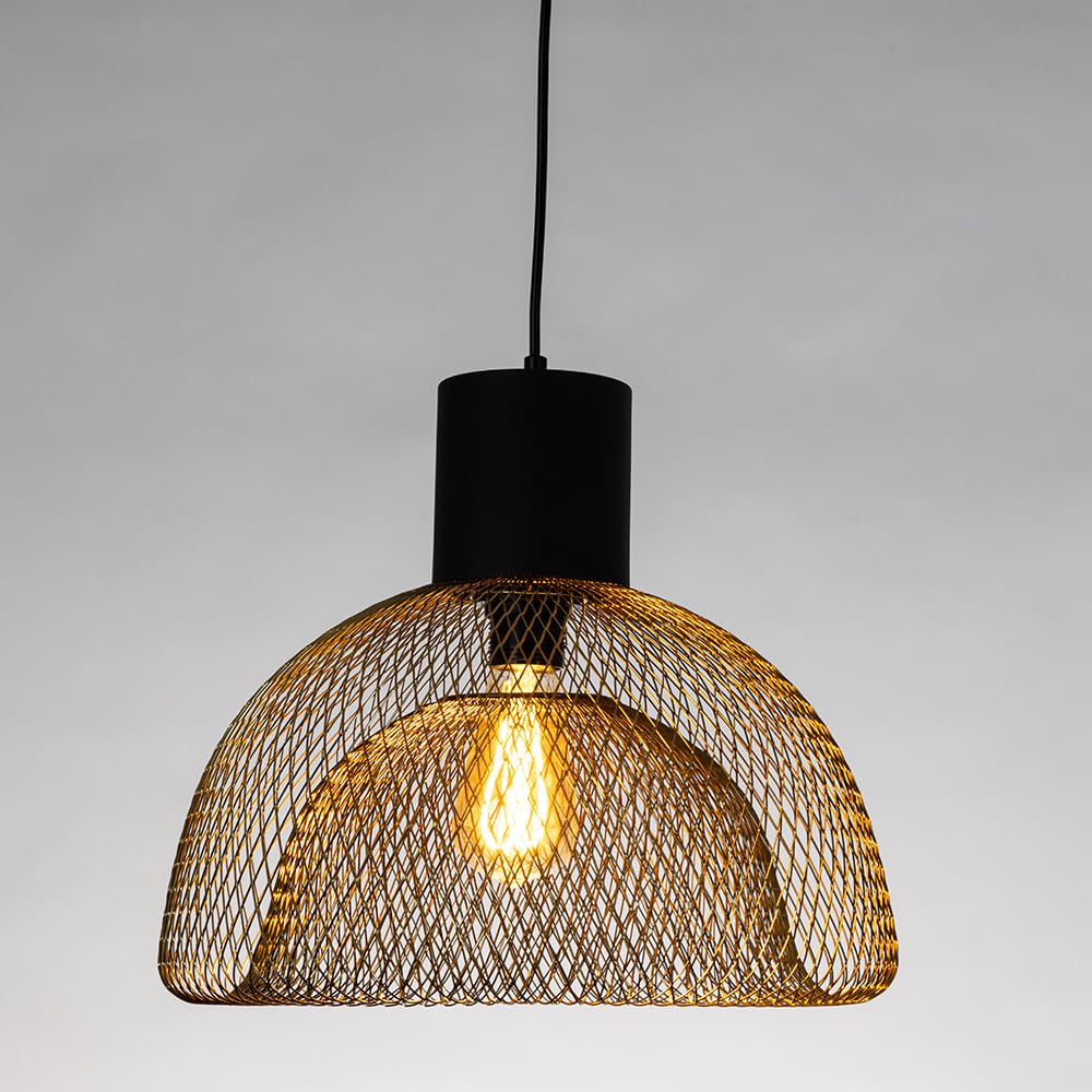 Arte Lamp Castello Lampada a Sospensione 1 Luce in Metallo Nero e Rame con Cavo Lampadario Camera da Letto per Camera da Letto con Design Accogliente per Tavolo Isola e Corridoio
