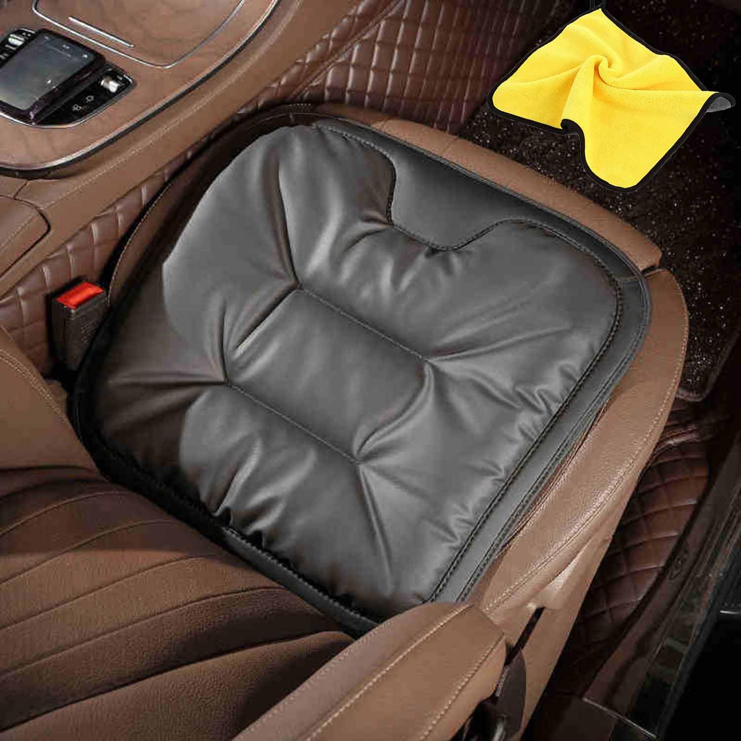 Livena Car Seat Cushion, Non-Slip Bottom Soft Comfortable Memory Foam Front Seat Pads for Cars Office Universal Fit Design (Black, Small)