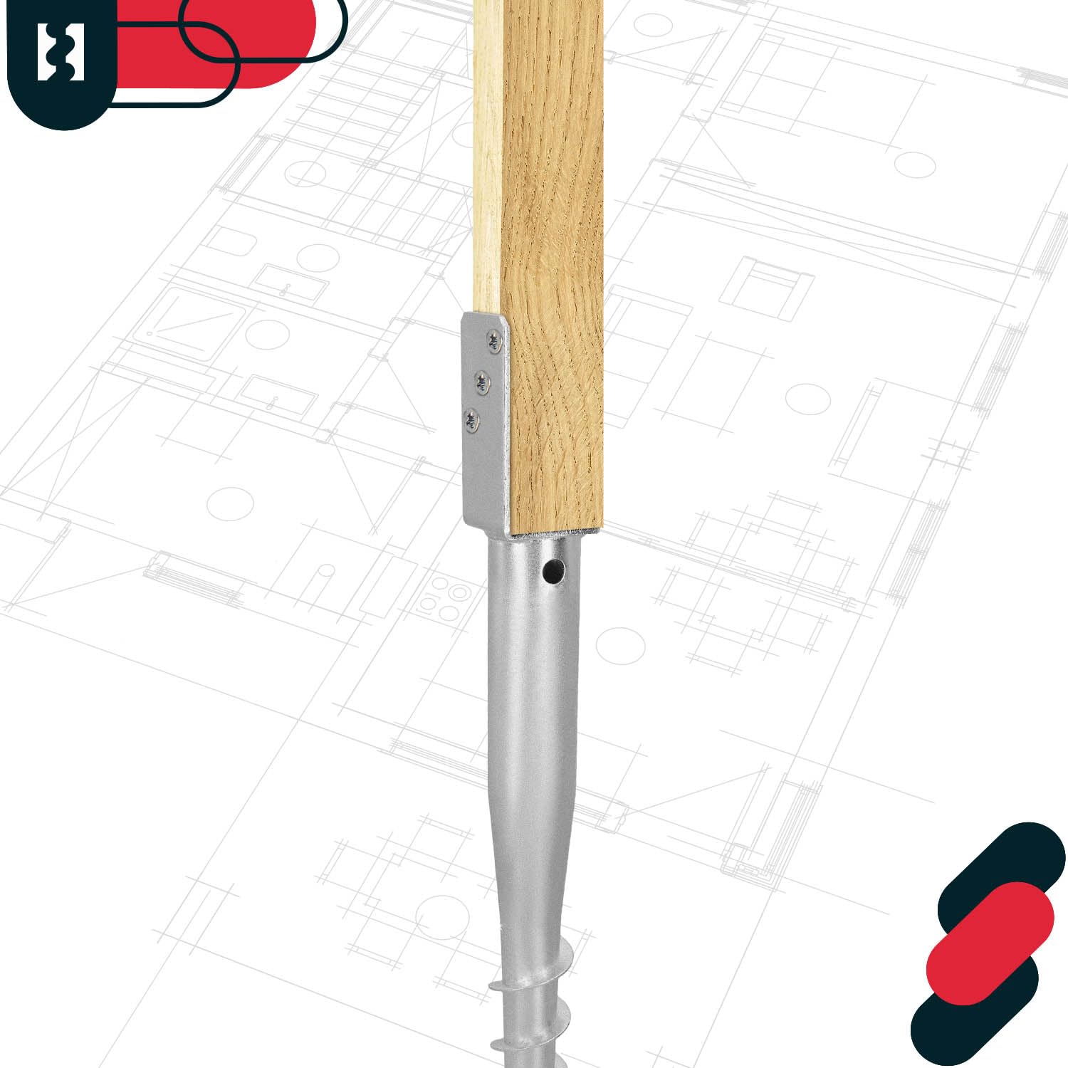KOTARBAU® 4 Stk. L Pfostenträger zum Einschrauben L 735mm verzinkter Stahl Einschlaghülse Einschlagbodenhülse Pfostensockel L-Bolzen Erdanker Erdungsspieß Anker Holzpfosten Pavillon-Zäune Gartenzaun