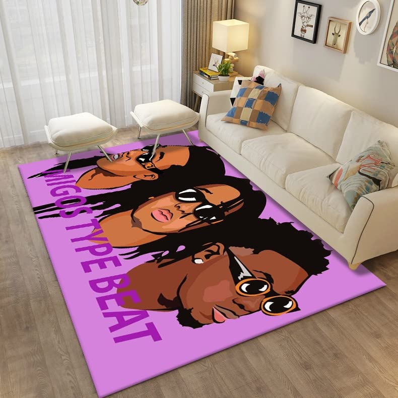 Allenada Bedroom Carpet, 3D Printinghip-Hop Music Cartoon Printed Non-Slip Carpets Square Rug Household Non-Slip Sofa Floor Mat(V804) 80X150Cm