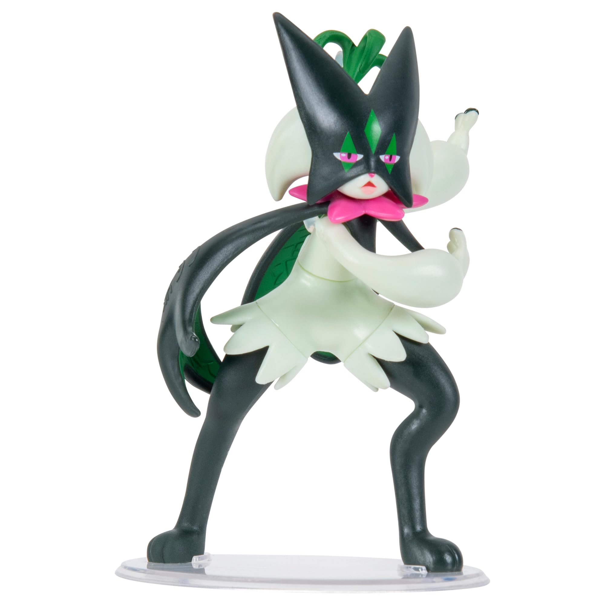 Pokémon Meowscarada Battle Feature Figure - Figura de Batalla Meowscarada de 4.5 Pulgadas con Ataque Slash