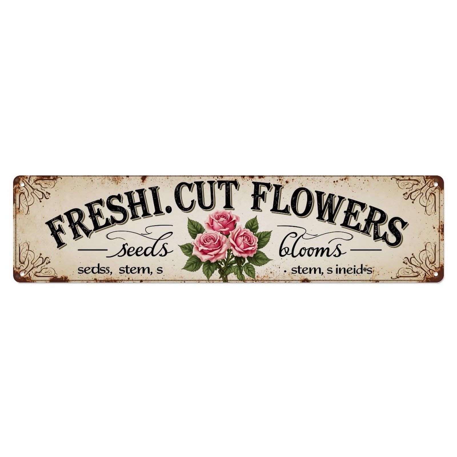 Fresh Cut Flowers Sign Metal Tin Sign Plaque