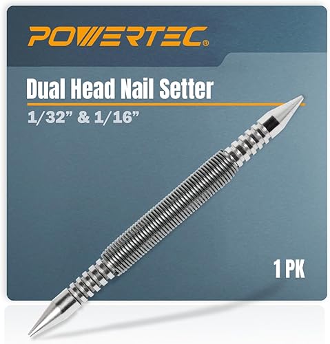 POWERTEC Fijador de uñas de doble cabeza, sin martillo de 1/32 pulgadas y 1/16 p