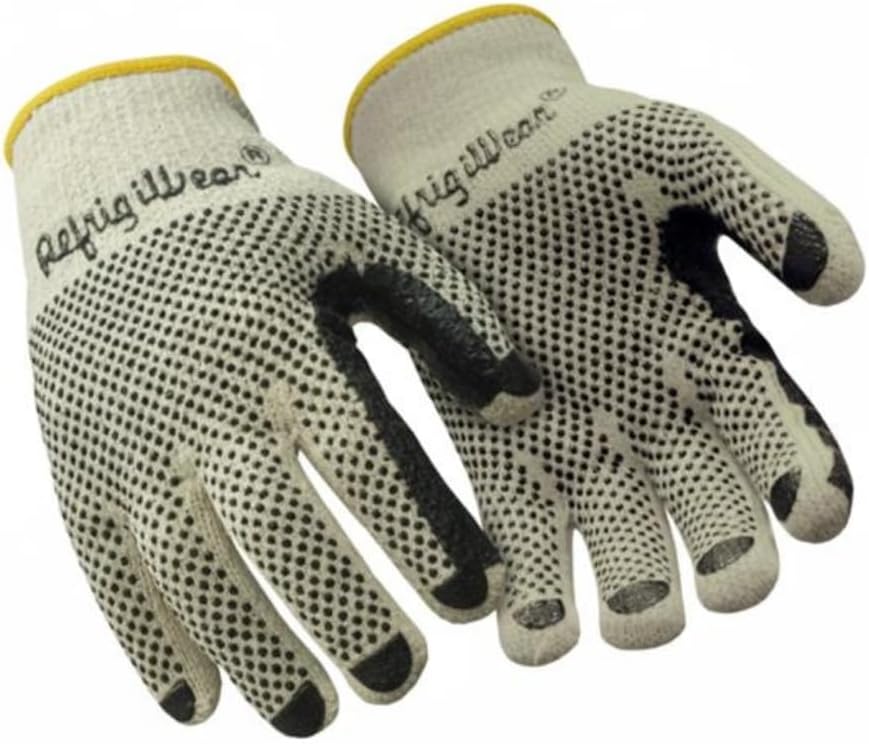 RefrigiWear Midweight Knit Double Sided PVC Dot Grip Work Gloves - Pack of 12 Pairs