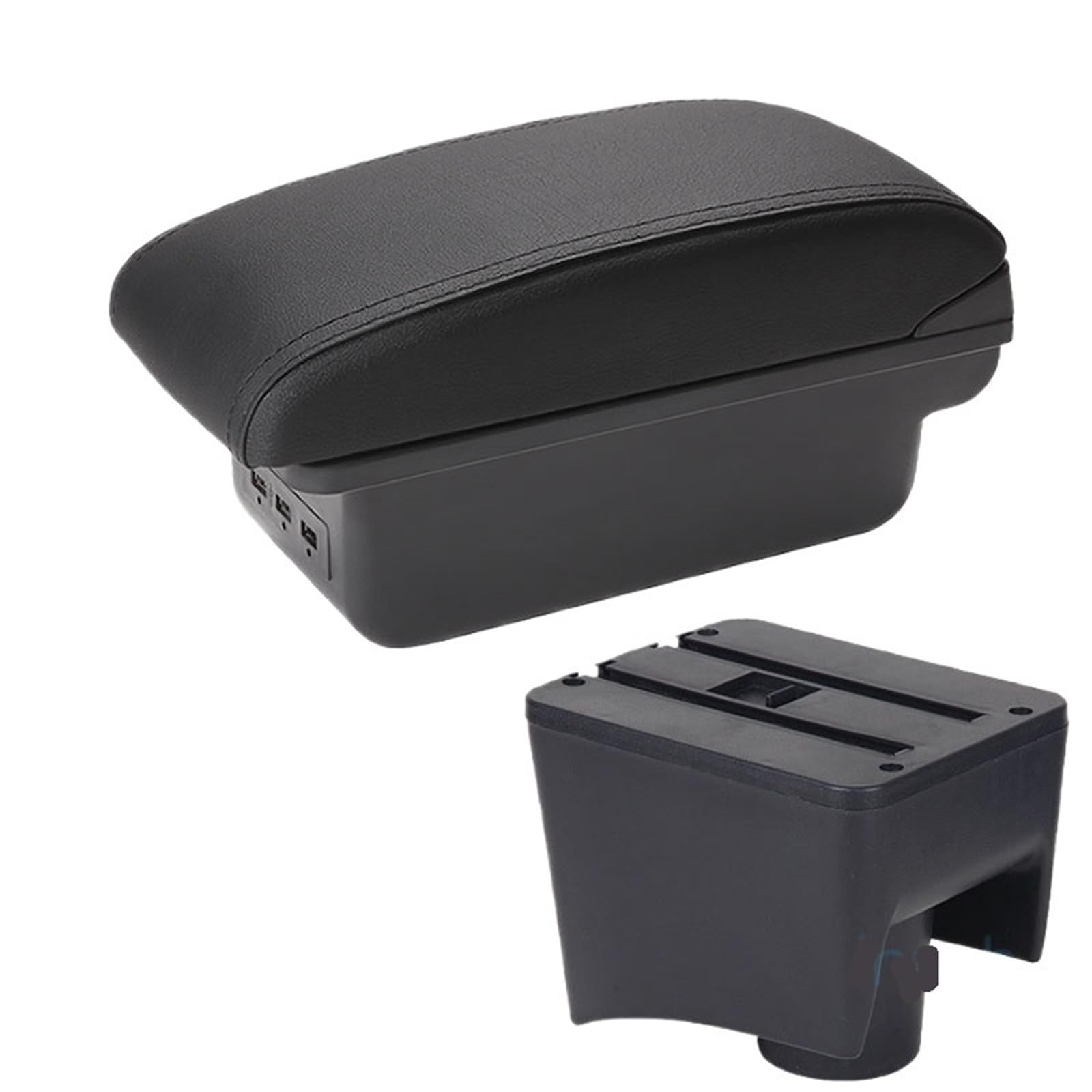 Armsteun Richter Bush Podłokietnik Pasuje Do VW POLO Mk5 6R Vento 2012-2018 Podłokietnik Samochodowy Pudełko Do Przechowywania Części Wewnętrznych Akcesoriów Samochodowych(B2 Black line 3USB)