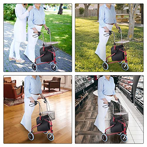 Aw Folding 3 Wheel Rollator Tri Walker Walking Frame Mobility Aid Aluminium Lightweight With Bag Basket #TOP5