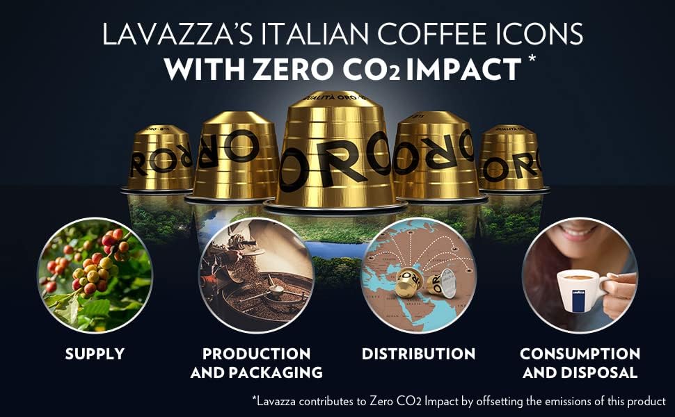 Image of Lavazza Qualit Oro, Nespresso Compatible Aluminium Capsules, Zero Co2 Impact, 3 Pack Of 10 Capsules, 55 Gram