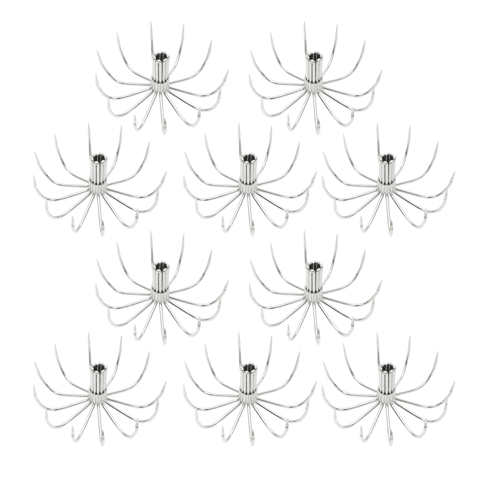 XuQiZZpp 10Pcs Squid Hook Thick Stainsless Steels Barbed Umbrellas Hook Sea Fishing Fishes Hook Cuttlefishes Squid jigging Fishin