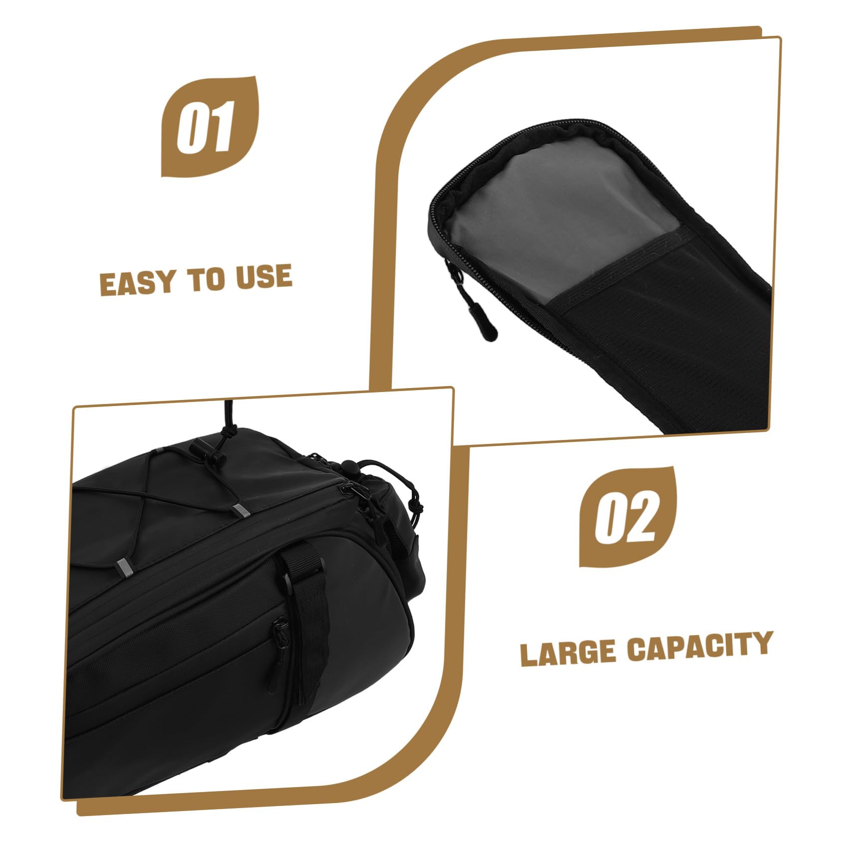 BESPORTBLE Borsa da Telaio per Bicicletta per Portapacchi Posteriore per Attrezzatura da Ciclismo per Dispositivi Elettronici per Viaggio Nera Adatta per Città e Fuoristrada