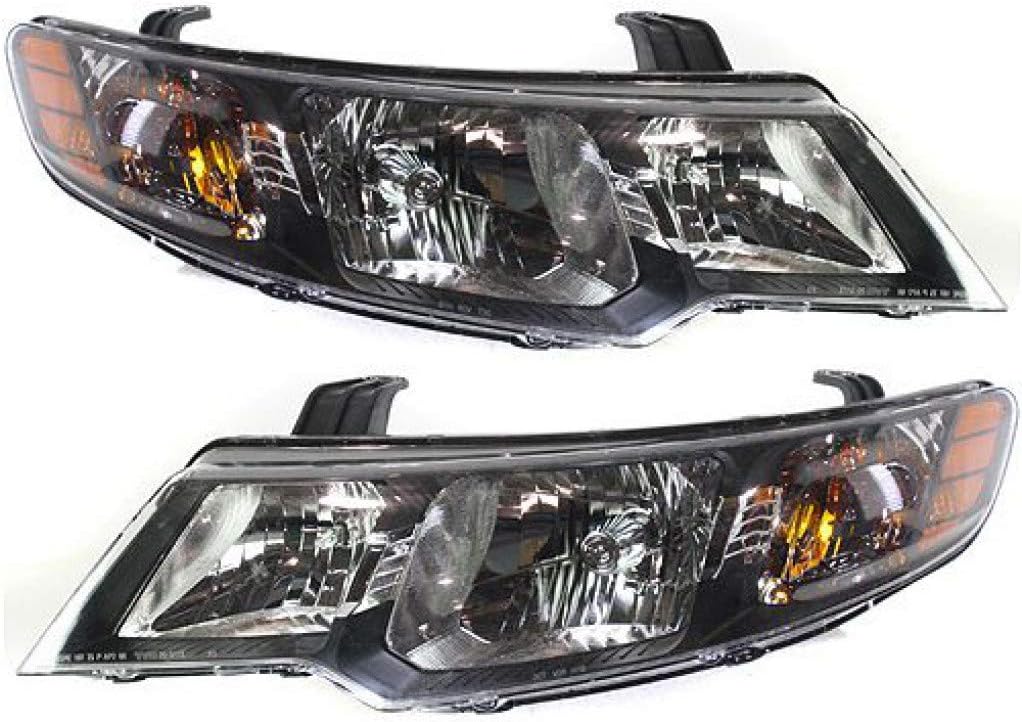 CarLights360: For Kia Forte Headlight 2010 11 12 2013 Pair Driver and Passenger Side Black Housing w/Bulbs Replaces KI2502141 + KI2503141
