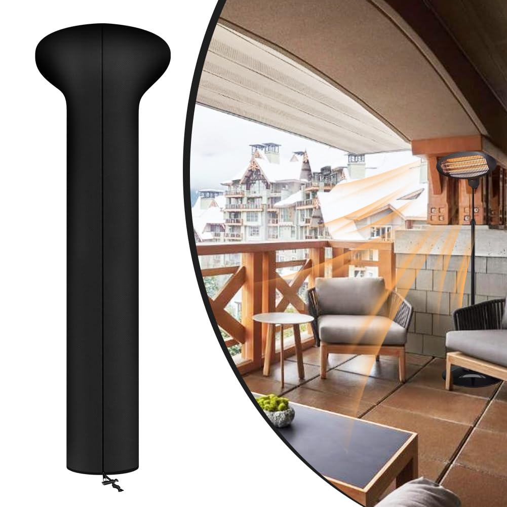 AOOWU Patio Heater Cover, Outdoor Heavy Duty 210D Oxford Fabric, Waterproof Windproof UV Protection, Outdoor Garden Heater Cover with Zipper and Adjustable Hem Cord, Electric Patio Garden Heater Cover — view 5