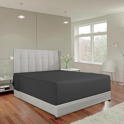 Sábana bajera ajustable tamaño King de 1000 hilos de 16 pulgadas de profundidad, tamaño King, 78 x 80 pulgadas, sin arrugas, de algodón egipcio gris