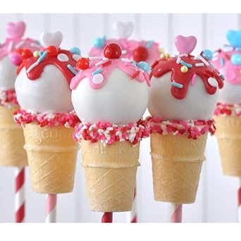 Joy Ice Cream Cones - Pack of 2 - Mini Flat Bottom Cups - With 4 Bonus Ice Cream Stickers - 42 ct Boxes