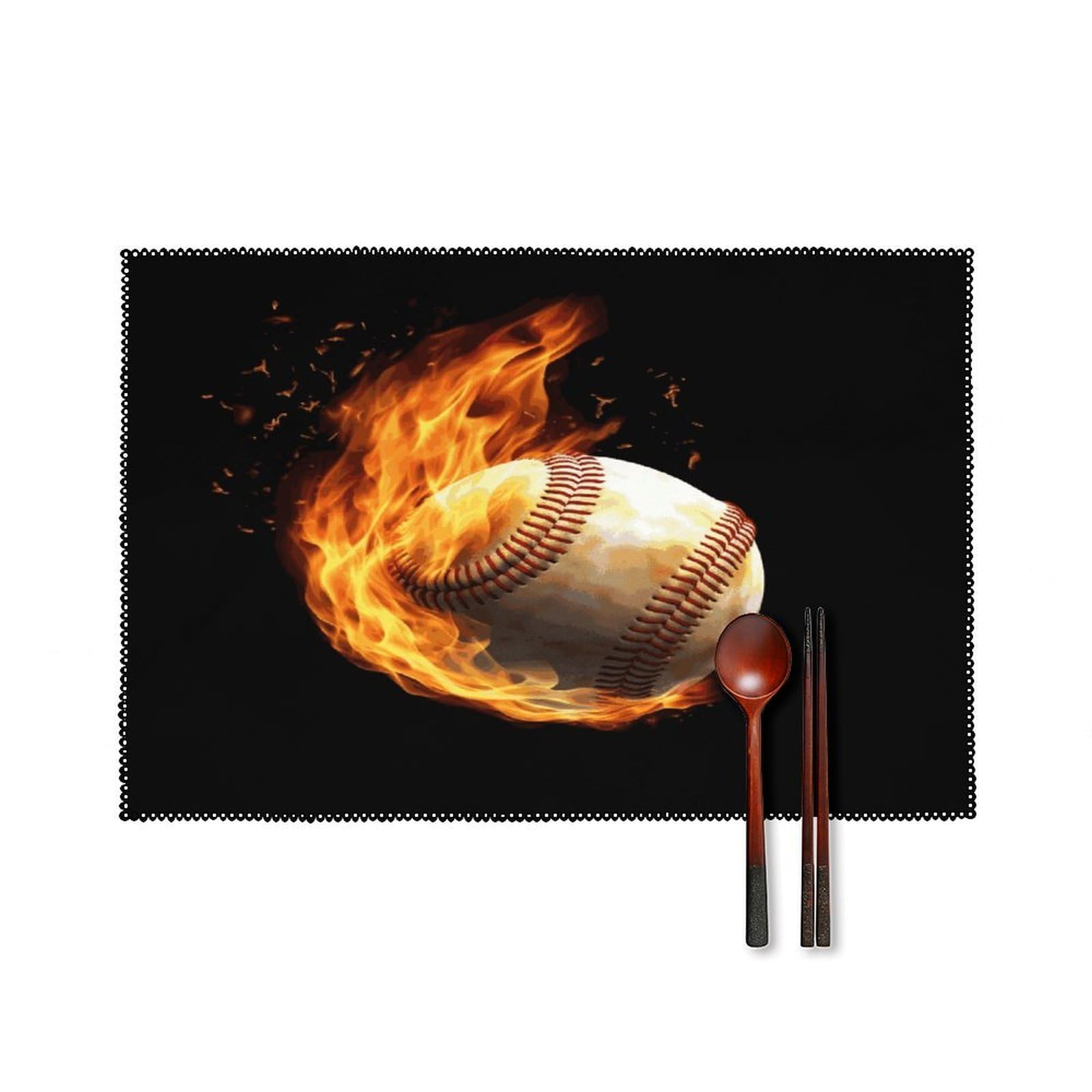 Fodpand Style Fire Baseball Placemats Set Of 4 Place Mats Table Mats