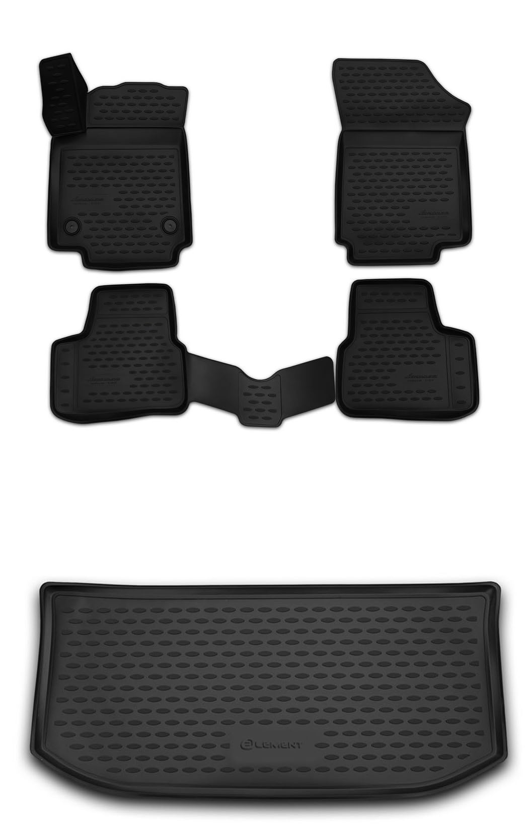 Element 3D Gummimatten & Kofferraummatte Set passend für VW Up! | Baujahr 2011-2024 | Obere Ladebodenstellung! | 100% passgenaue Auto Fußmatten, robuste Fußmatte Auto, Gummimatten Auto, Fussmatten