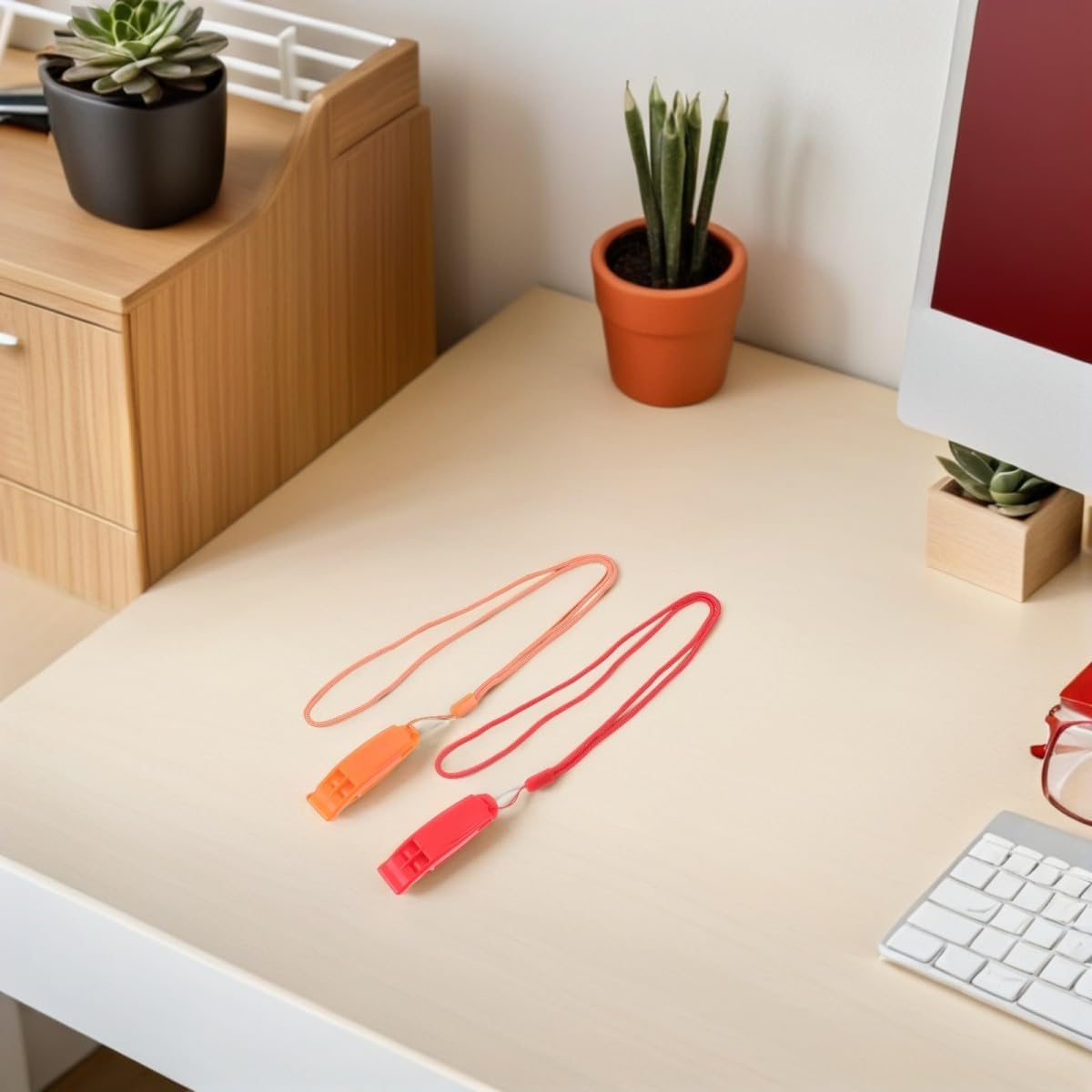 16pcs Plastic Whistles with Lanyard for Emergency and Sports Use, Reliable Loud Signal Whistles Made of Sturdy Pp Material, for Camping, Mountain Hiking, Coaches, and Teachers