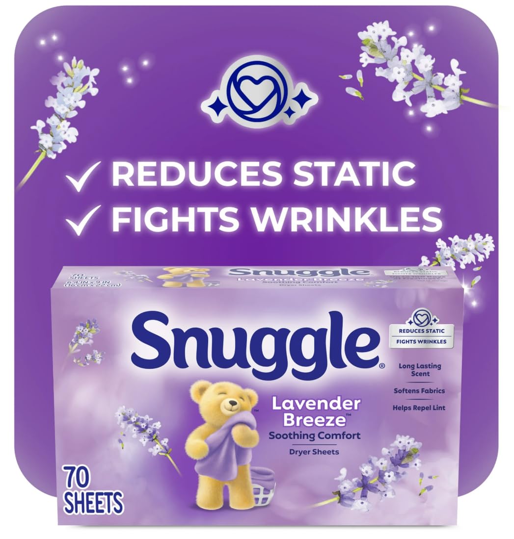Snuggle Dryer Sheets 70 Count (Pack of 4) Scent May Be Vary (Fabric Softener Sheets, Lavender & Vanilla Orchid)