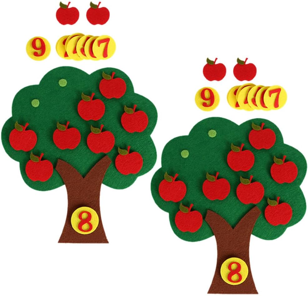 MAGICLULU 2 Sets Apple Tree Numbers Tree of Apples Wall Sticker Montessori Toys Apples Tree Toy Early Education Toys Apple Math Games Kindergarten Supply Tree Board Non-Woven Child Puzzle