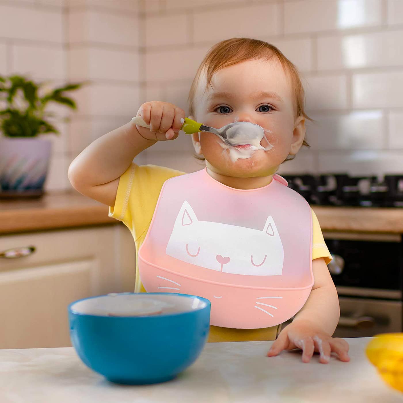 SLOSH Bavaglino Silicone Impermeabile Bavaglini con Tasca Lavabile Raccoglipappa de 6 Meses a 6 Años Bavaglini Pappa Bambini