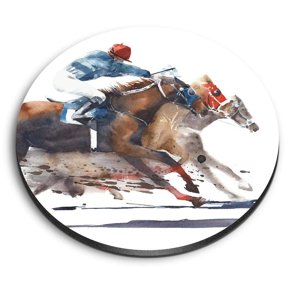 Destination Vinyl Ltd Multicolor 1 X Round Mdf Magnet - Horse Racing Jockey Race 21697