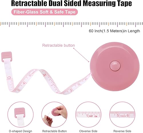 Miniatura 2 de Cinta métrica retráctil, cinta métrica de tela, cinta métrica de costura pequeña de 60 pulgadas para manualidades, enfermería, viajes médicos