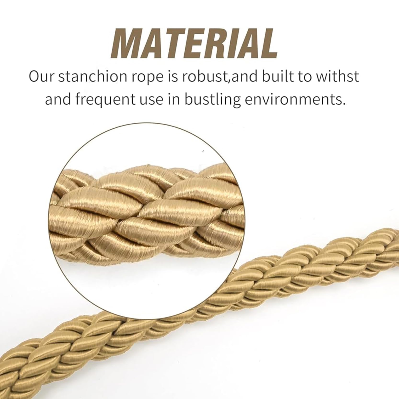 VIP Queue Ber Rope 2-pak 2,7 m Crowd Control Rope with d ap Hoo Ideal for Hotel, Engaments, bankiety i imprezy