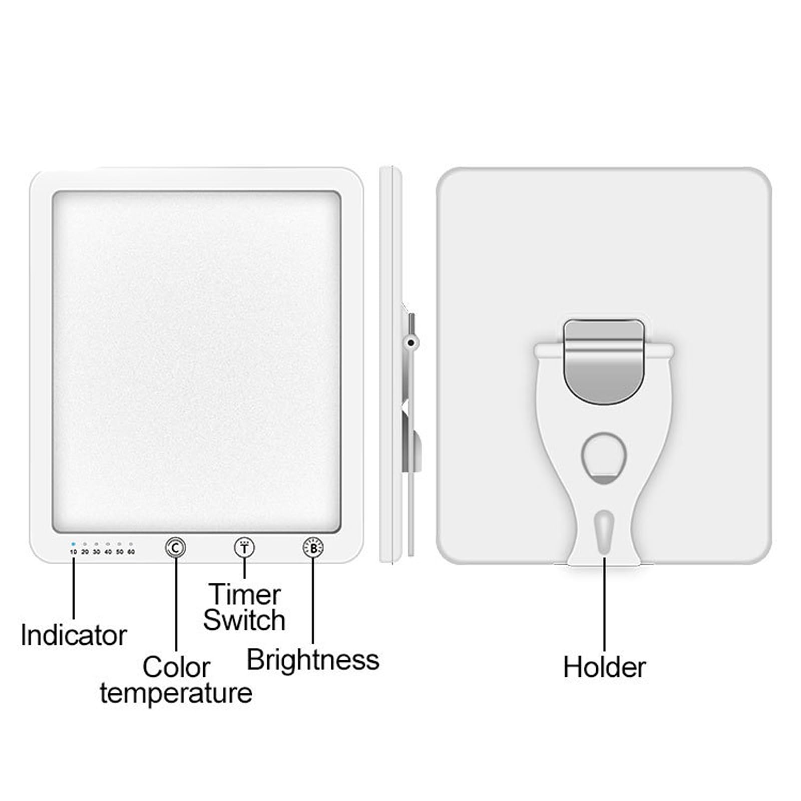 Lámpara de Terapia de Luz 10000 Lux LED Smart Bionic Sun Ajuste 3 Temperaturas de Color 5 Niveles de Brillo y Temporizadores Aumenta el Enfoque y la Concentración