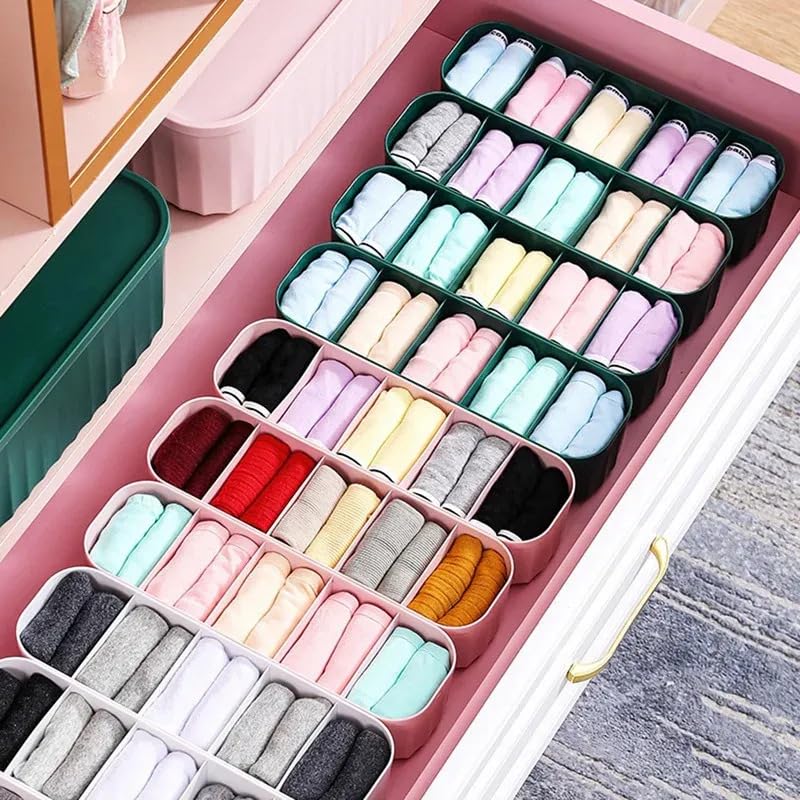 Image of JD FRESH Plastic Wardrobe Organizer for Storage /Storage Box for Wardrobe /Drawer Organizers for Underwear /Socks /Ties /Closet Dividers /Innerwear Organiser for Wardrobe,(Multi-Color,Pack of 2),Assorted