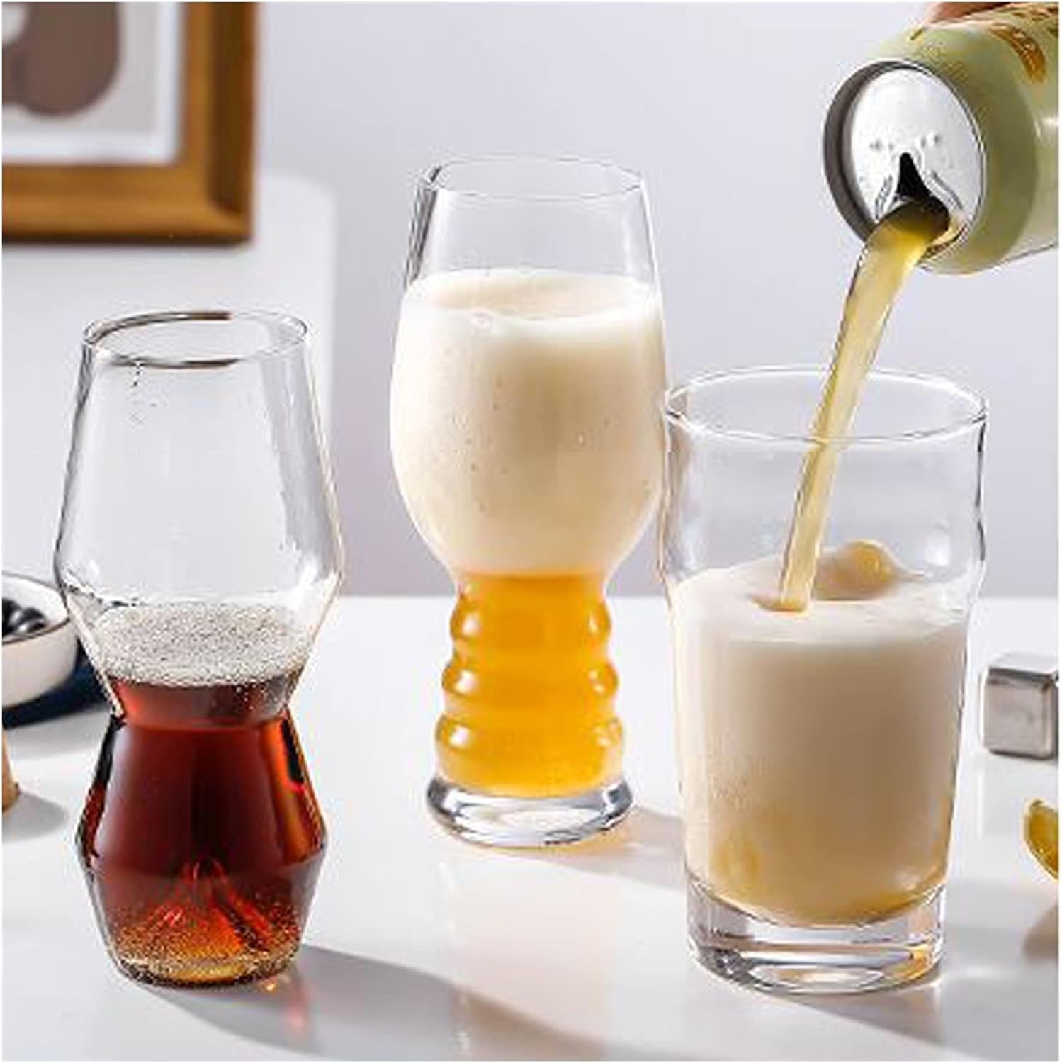 Beer Cup Beer Mug Reusable Beer Glasses Drink Cups Tumblers Cups Suitable for All Types of Events and Celebrations 14 Ounce 2 Pieces Beer Stein