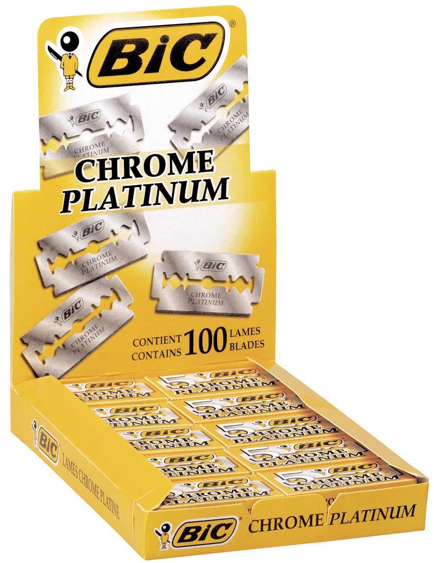 BIC Chrome Platinum lame monouso singole a doppio bordo, rasoi di sicurezza - 5 confezioni da 20 pezzi