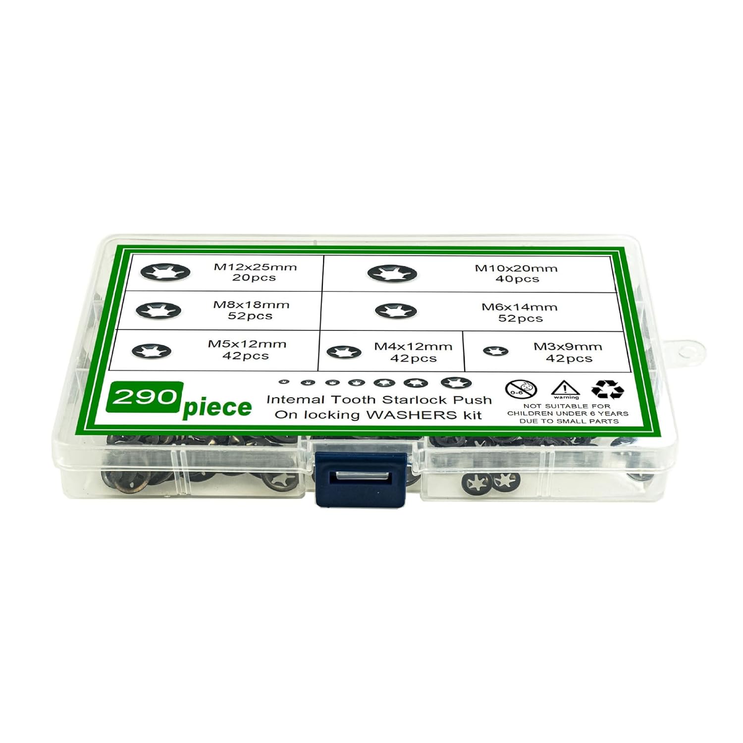 290pcs Black Carbon Steel Internal Tooth Lock Washers Set Suitable for A Variety of Applications Essential Repair Part