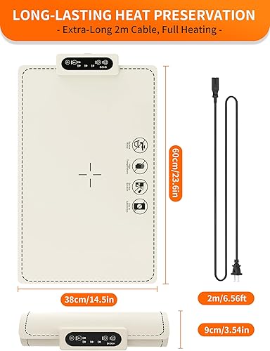 Miniatura 3 de Tapete de calentamiento para alimentos extra grande para fiestas, bufé, 3 temperaturas, para mostrador de calentamiento, tapete de calentamiento