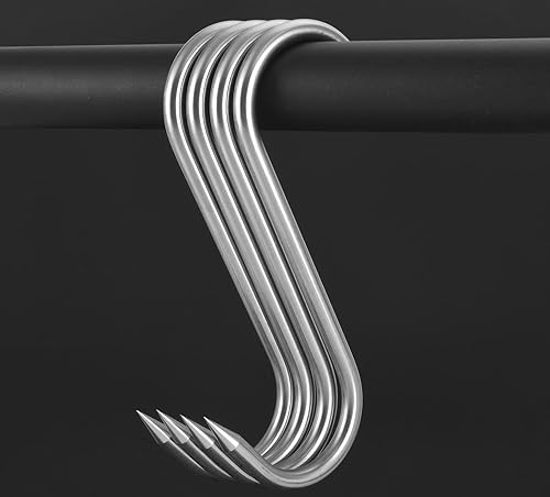 Miniatura 2 de HONSHEN Gancho para carne, 8 pulgadas, 0.394 in, ganchos en S de acero inoxidable para procesamiento de carne (10 mm8 pulgadas)