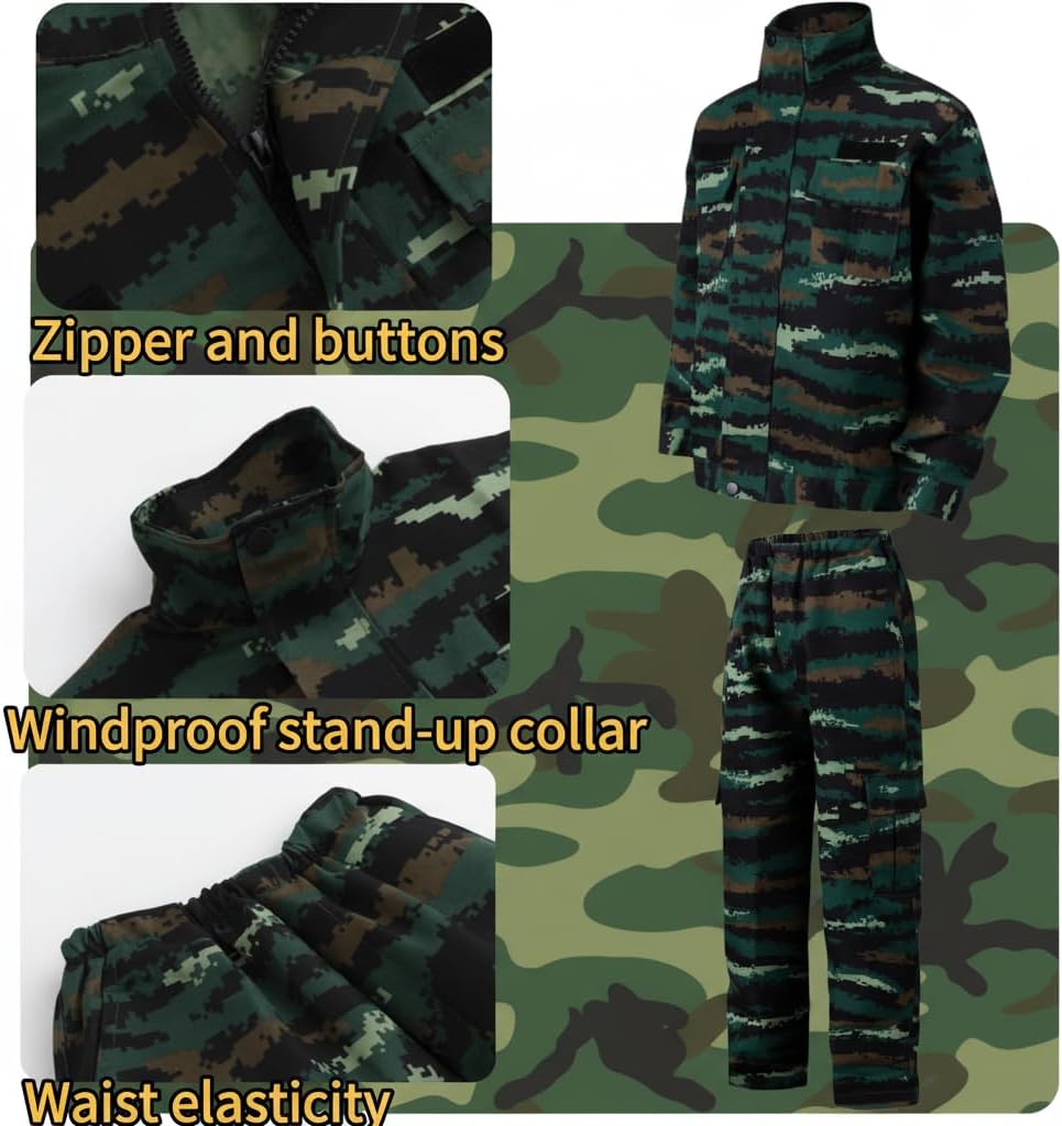 Kids Camouflage Military Uniform Set Deluxe Soldier Role-Playing Set Halloween Costume, Suitable for Boys and Girls - Image 6