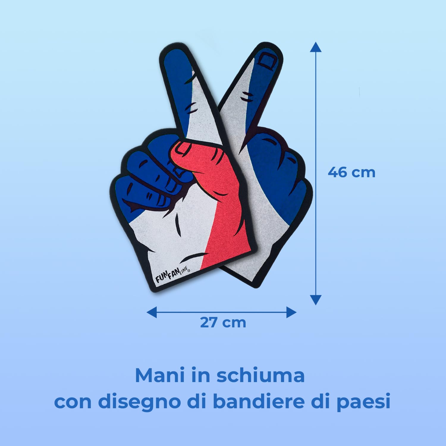 Set da 2 Mano in gommapiuma con Dito Gigante Bandiera di [Paese]. Accessorio per Tifo Sportivo, Feste e Celebrazioni. Perfetto per Partite e Tifosi