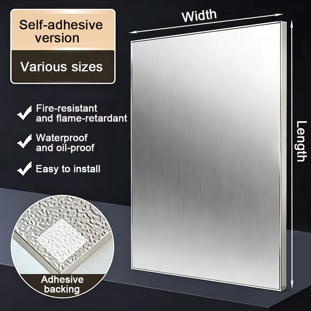 GZHERVICES Panel De Aislamiento De Papel De Aluminio Resistente Al Fuego - | Alfombrilla De Barrera Térmica Para La Pared De Electrodomésticos De Cocina (parrilla, Estufa)(Adhesive backing,120x60cm)