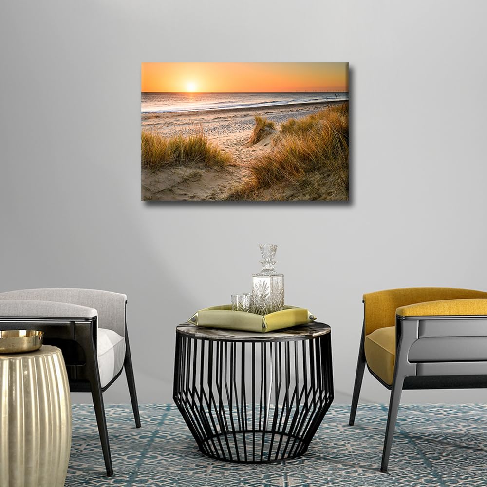 TISHIRON Canvas Wall Art for Bedroom Coastal Beach Wall Paintings for Living Room Ocean Office Modern Wall Art Seascape Pictures Print On Canvas Framed Ready to Hang - Image 3