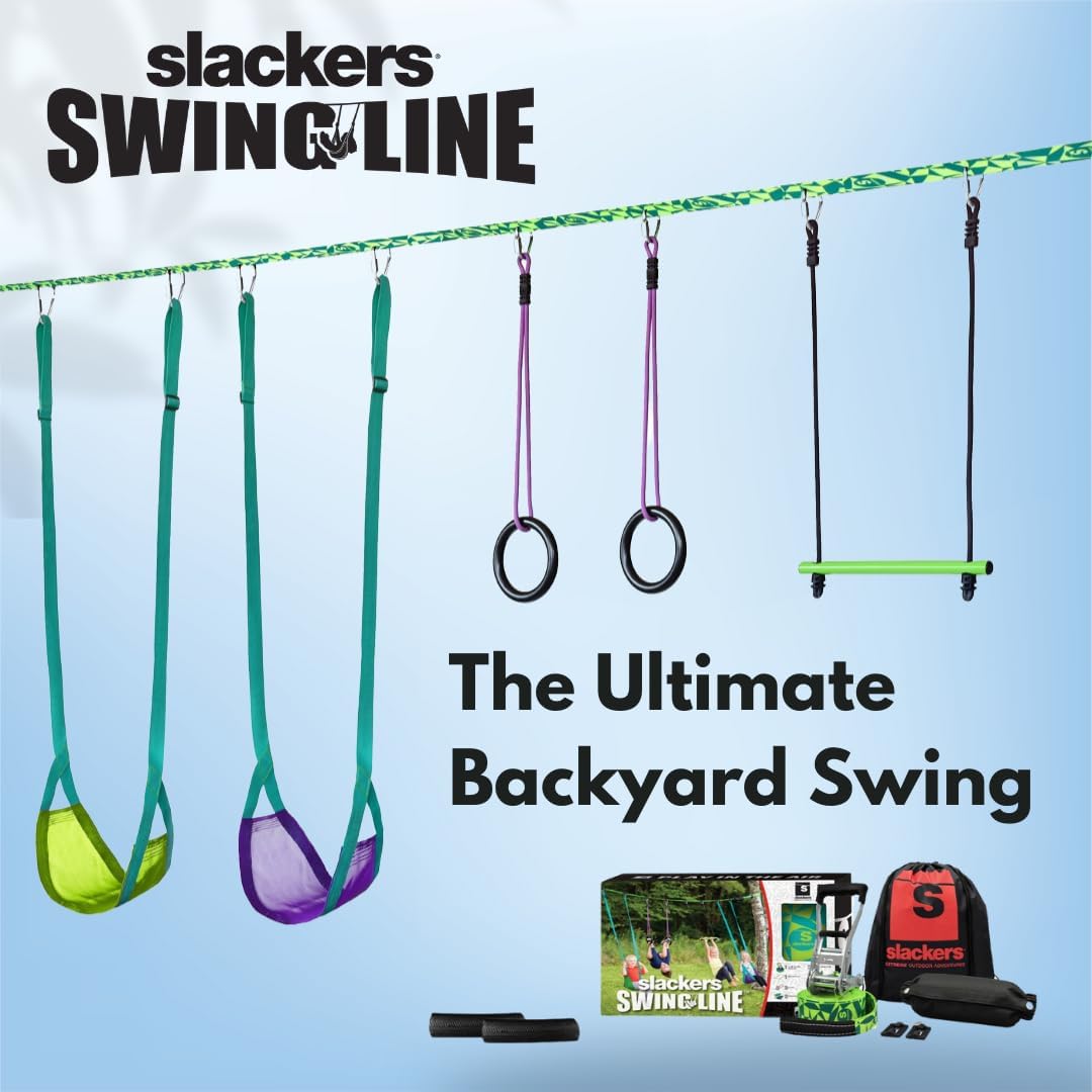 slackers Swing Line - Turn Healthy Trees Into The Perfect Backyard Swingset - slackers Tree Swing Line Kit - Great Tree Swing Addition to Any Yard - Recommended for Ages 3+