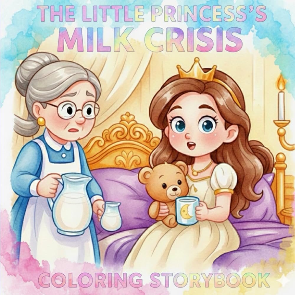 The Little Princess's Milk Crisis - A Coloring Storybook Adventure: Lovely Coloring Story Book for Kids