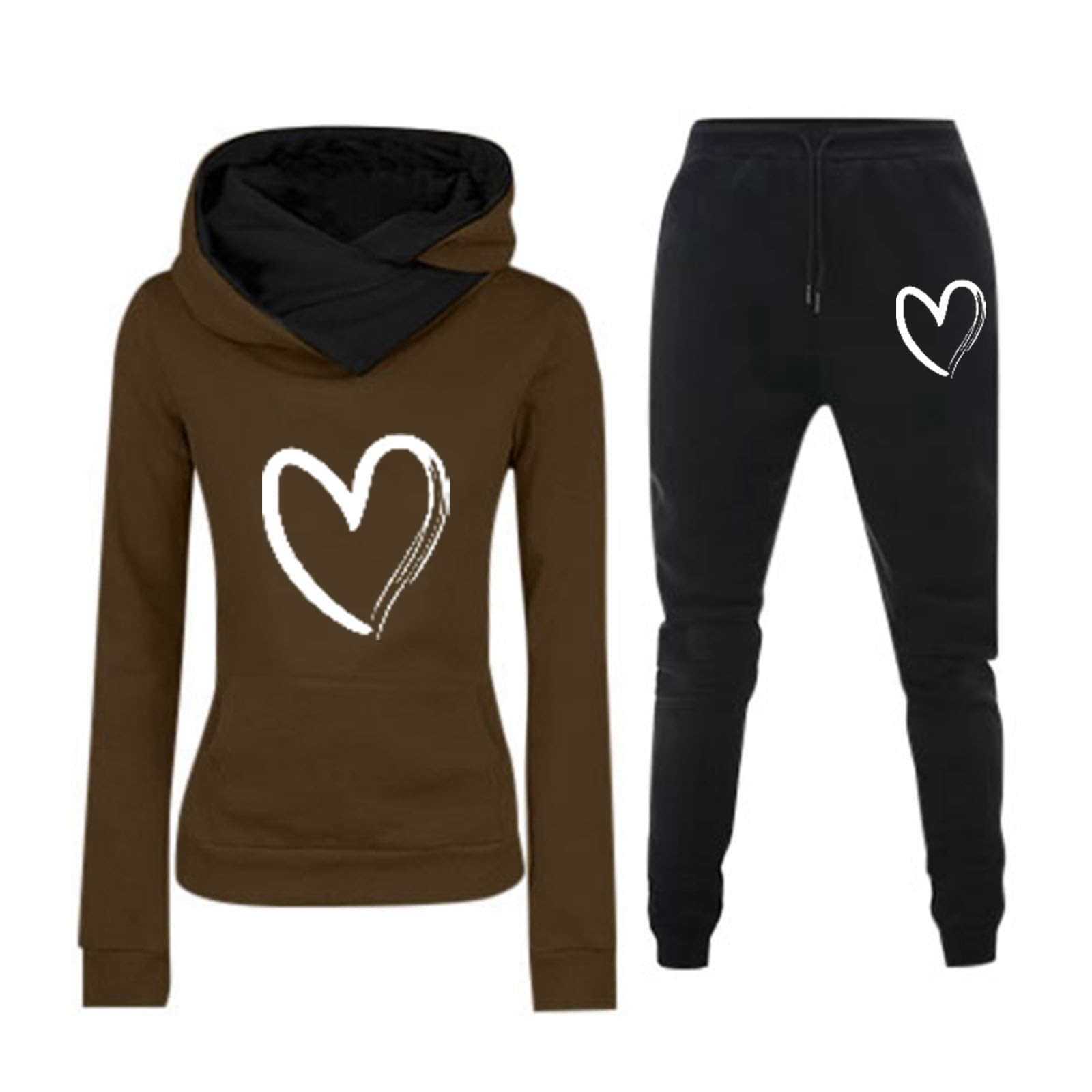Conjunto de chándal con capucha para mujer, traje de ocio para mujer, conjunto completo de ropa deportiva de 2 piezas, ropa deportiva, ropa de gimnasio, chándal para mujer, ropa cálida, ropa completa