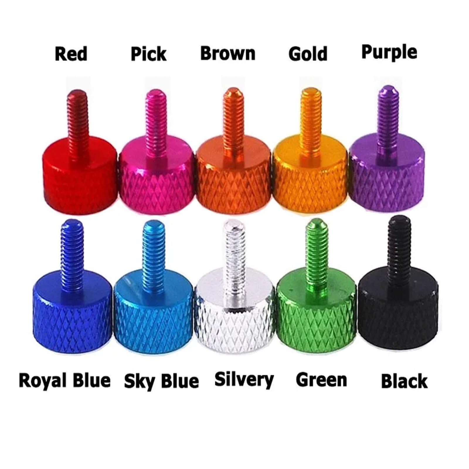 Generico 1-10 Pezzi 6#-32 Pannello Laterale colorato for Case del Computer Disco Rigido Vite a serraggio Manuale Lunghezza 5-20 mm Viti a Testa zigrinata in Alluminio(Silvery,10PCS_20MM)