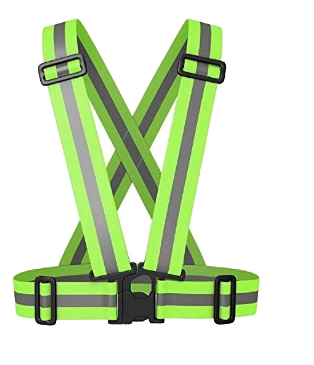 OkayjiSafety Reflective Adjustable Cross Belt High Visibility Gear Stripe Vest Running Walking Construction for Men and Women