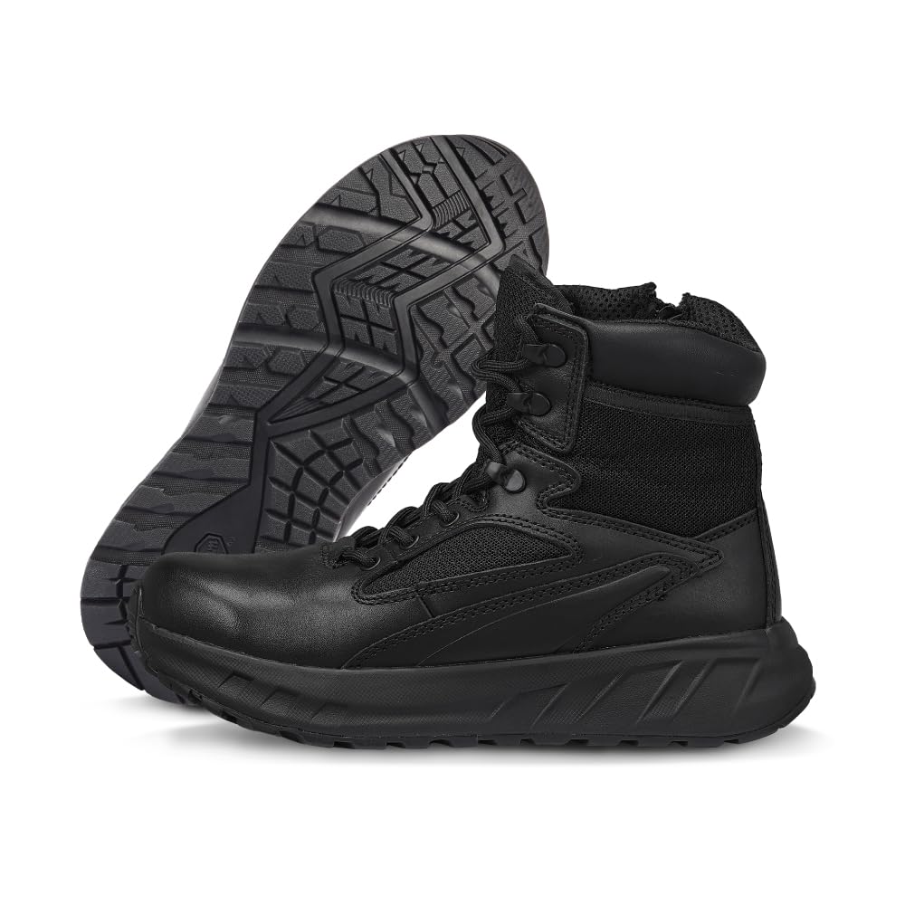 Belleville MAXX 6Z & 8Z Tactical Boots for Men - Cushioned Work Boots - Slip-Resistant Police Shoes - Side-Zip Tactical Shoes - Shock-Absorbing