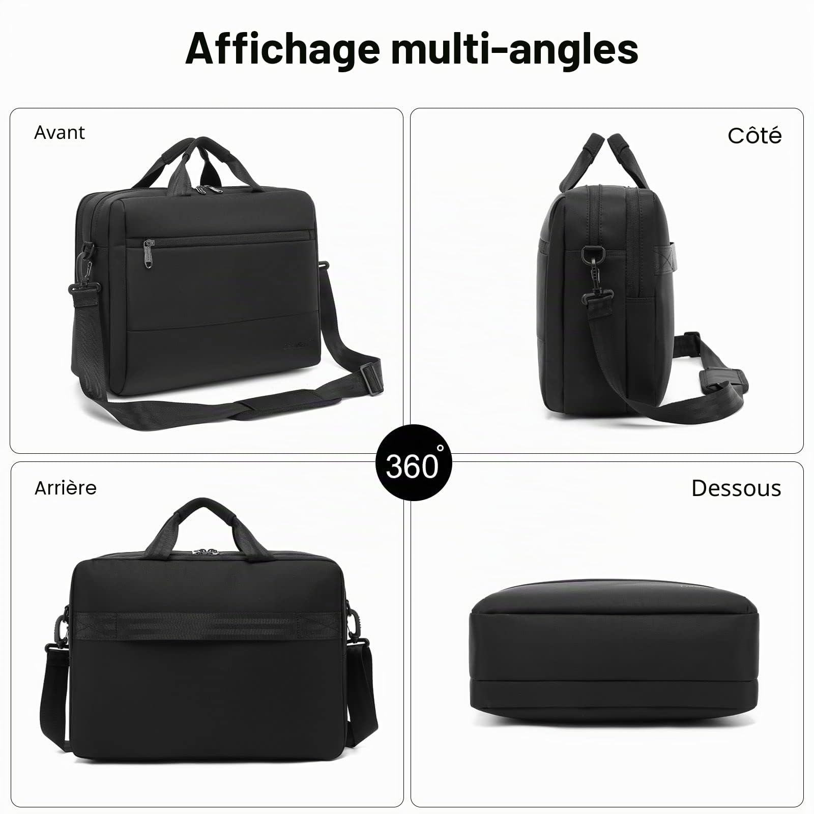 FANDARE Sacoches pour Ordinateur Portable pour 15.6 Pouces Laptop Affaire Sac à Main Sac à Bandoulière Mallette Sacoche Pochette Cartable pour Hommes Collège Cours Travail Voyage